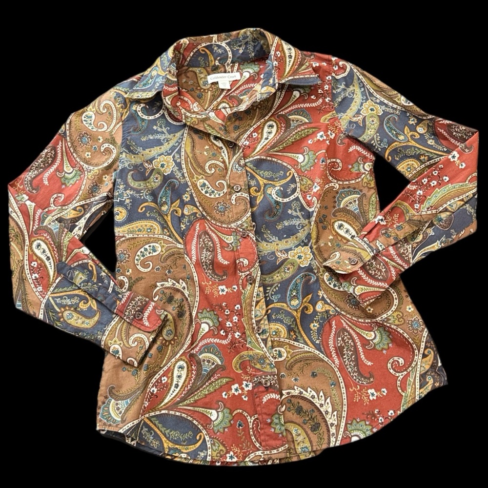 Cold Water Creek Paisley Button Down Shirt
